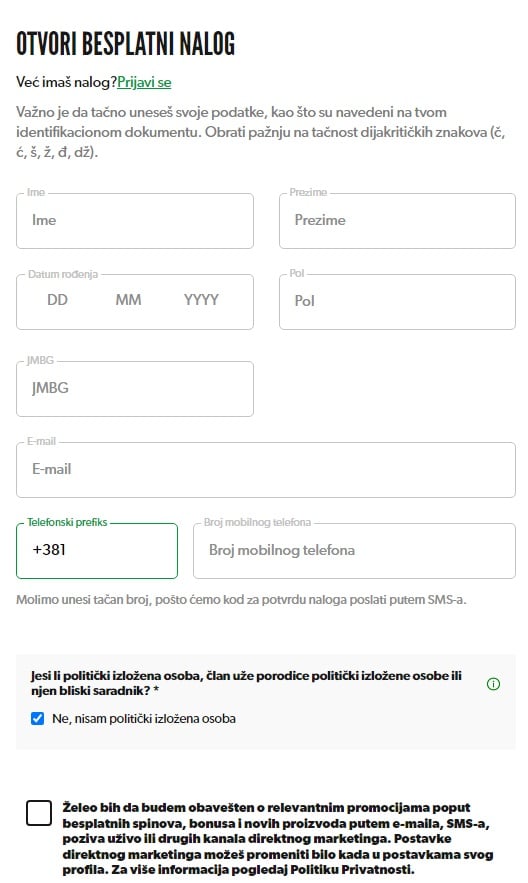 rizk registracija