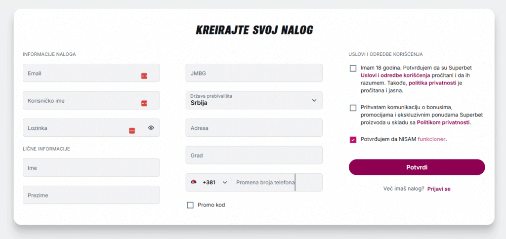 superbet registracija